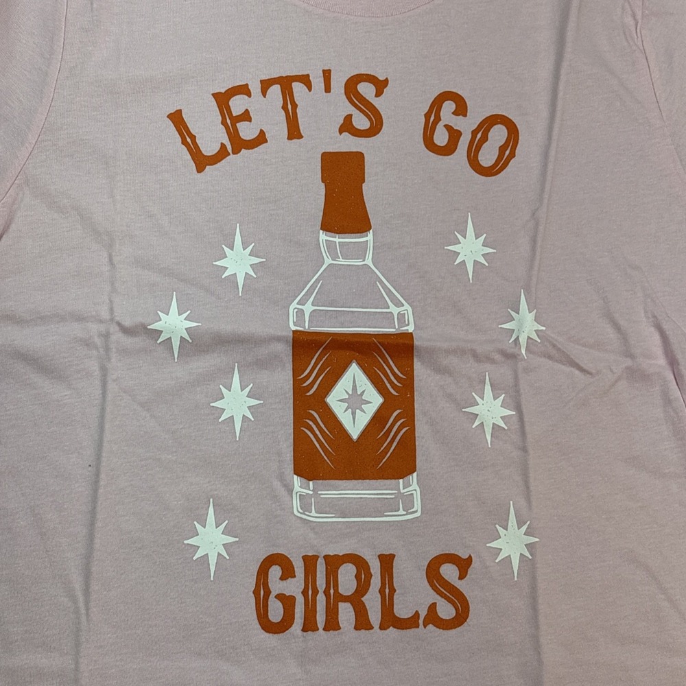 TIPSY ELVES Size Small Let's‎ Go Girls Pink T-Shirt 100% Cotton NEW
